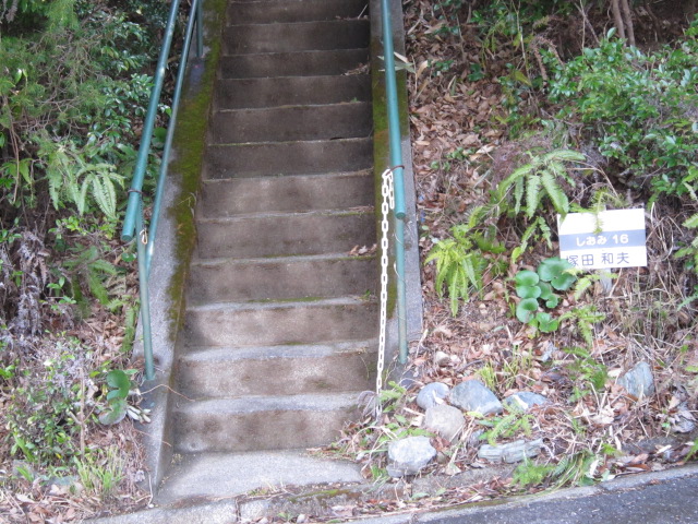 此のコンクリート製の階段を上って行きます。